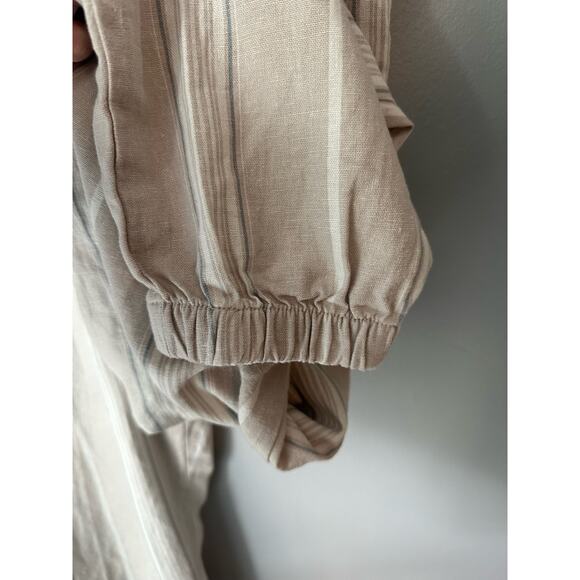 Sincerely Jules Mid Rise Linen Blend Neutral Striped Jogger Pant Size Large - Picture 6 of 6